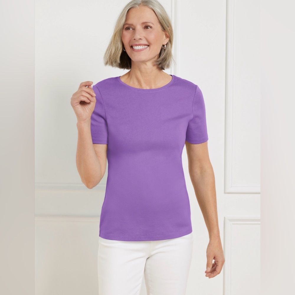 TALBOTS PIMA COTTON CREWNECK TEE SIZE SP